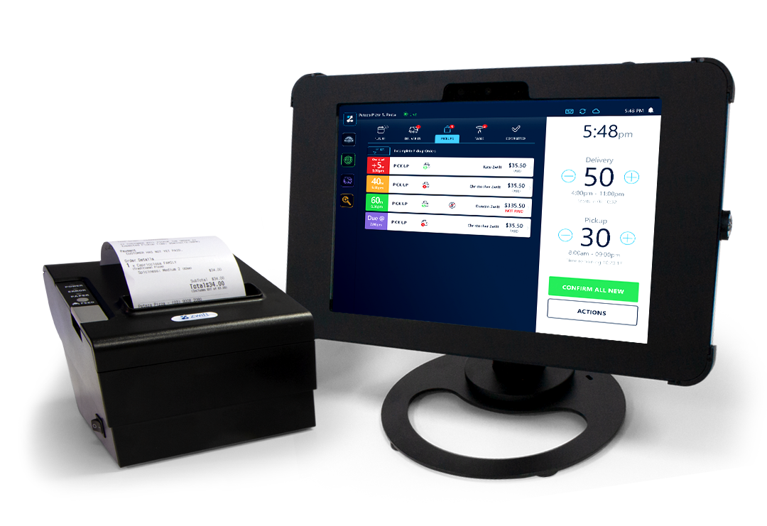 Order management on a tablet